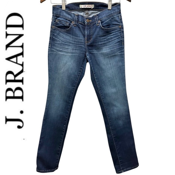 065 J BRAND | USA Dark Blue Heritage Mid Rise Skinny Flare Martini Jeans (Sz 25) - Picture 1 of 15